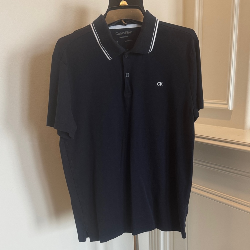 Liquid Touch Tipped Collar Polo Shirt Calvin Klein SZ S